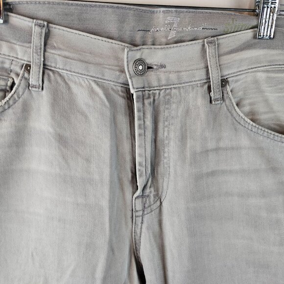 7 For All Mankind Jeans Mens 34 Straight Slim Mid Rise Light Wash Stretch Slimmy - Picture 3 of 11
